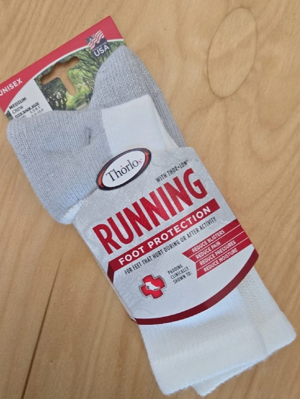 Thorlos White and Light Gray Running Crew Socks - Foot Protection
